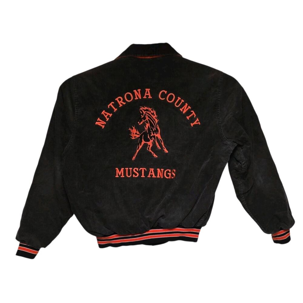 Vintage 90s Natrona County Mustangs Varsity Corduroy Jacket Men's Large READ